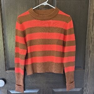 Piombo Brown and Orange Striped Sweater